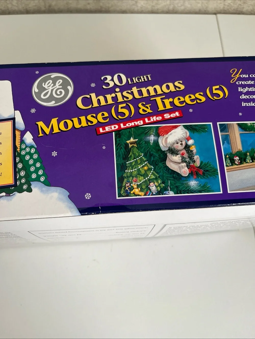 Vintage GE General Electric Christmas Lights Mouse Trees LED String 7.5 ft 2 Set